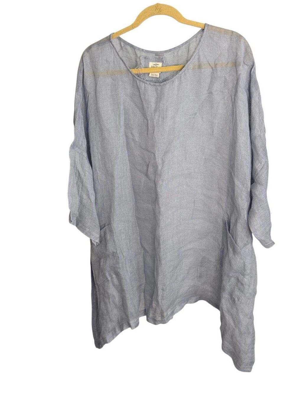 VIKOLINO 100% European Washed Linen Chic Tunic Top Women's One Size